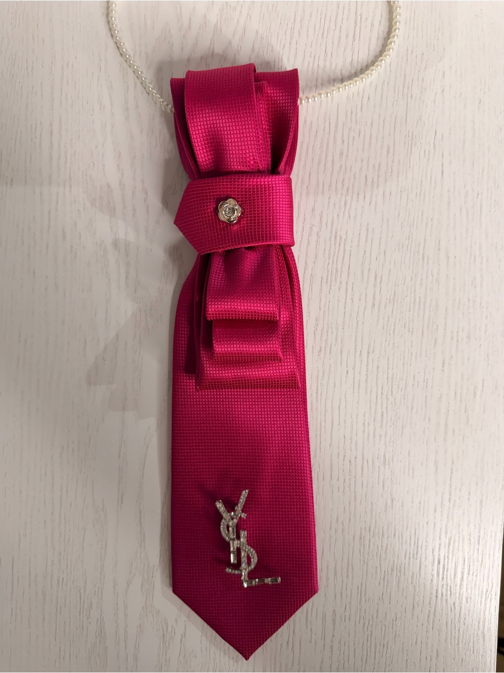 Fuchsia Crystal-Accented Necklace Tie